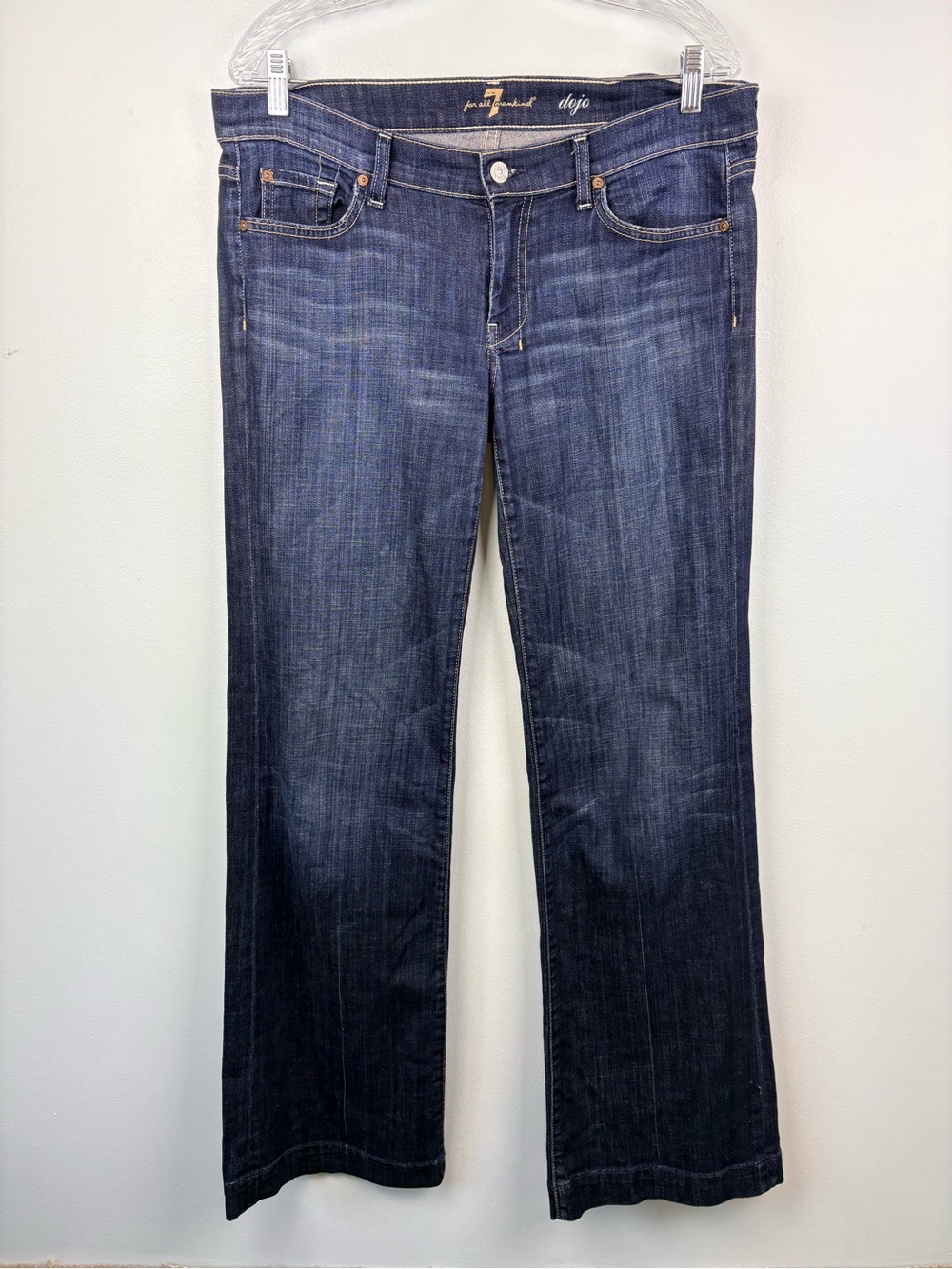 7 For all Mankind Dojo Wide Leg Jeans Trouser Cut Dark Wash Sz 32
